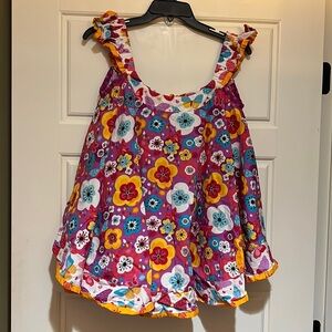 Jelly the pug swing dress size 10 floral purple yellow bright